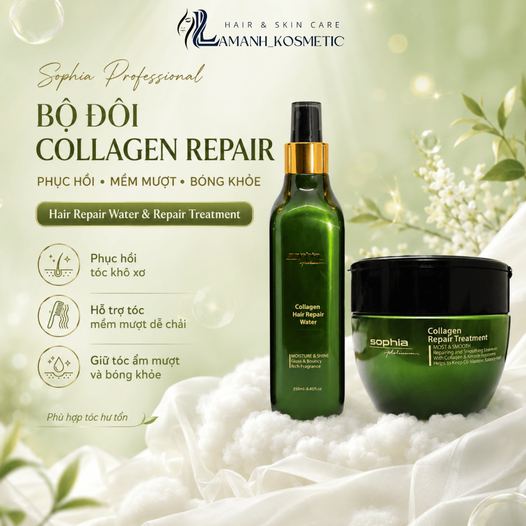 Kem Ủ Hấp Tóc SOPHIA Platinum Collagen Repair Treatment 450ml | Dưỡng Tóc Mềm Mượt, Hỗ Trợ Phục Hồi Tóc Khô Xơ.