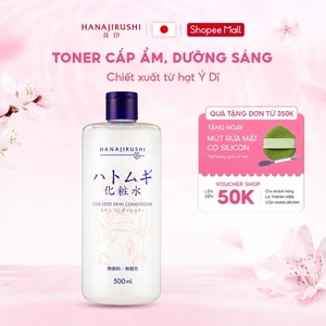Toner Hatomugi Hạt Ý Dĩ Hanajirushi Coix Seed Skin Conditioner 500ml Cấp Ẩm, Làm Dịu Da