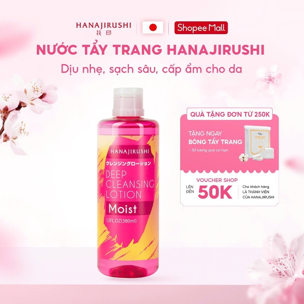 [Live KOL] Nước Tẩy Trang Làm Sạch Sâu Hanajirushi Deep Cleansing Lotion Ma 380ml Cho Mọi Loại Da