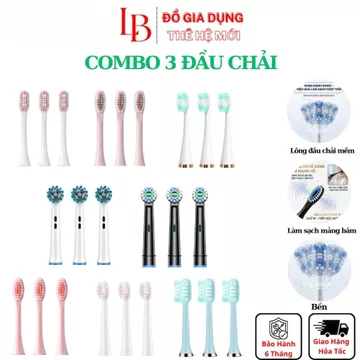(Combo 3 Đầu Chải) Đầu bàn chải điện, đầu bàn chải điện Sonic, đầu bàn chải Xoay Oral thay thế