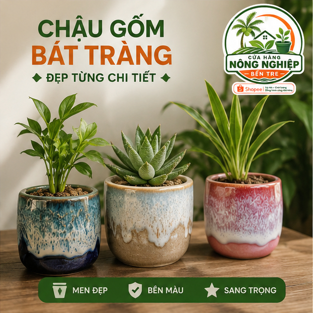 (Giá Sỉ ) Chậu Gốm Bát Tràng Mini Trồng Sen Đá, Xương Rồng - Chậu Decor Để Bàn Handmade Cao Cấp