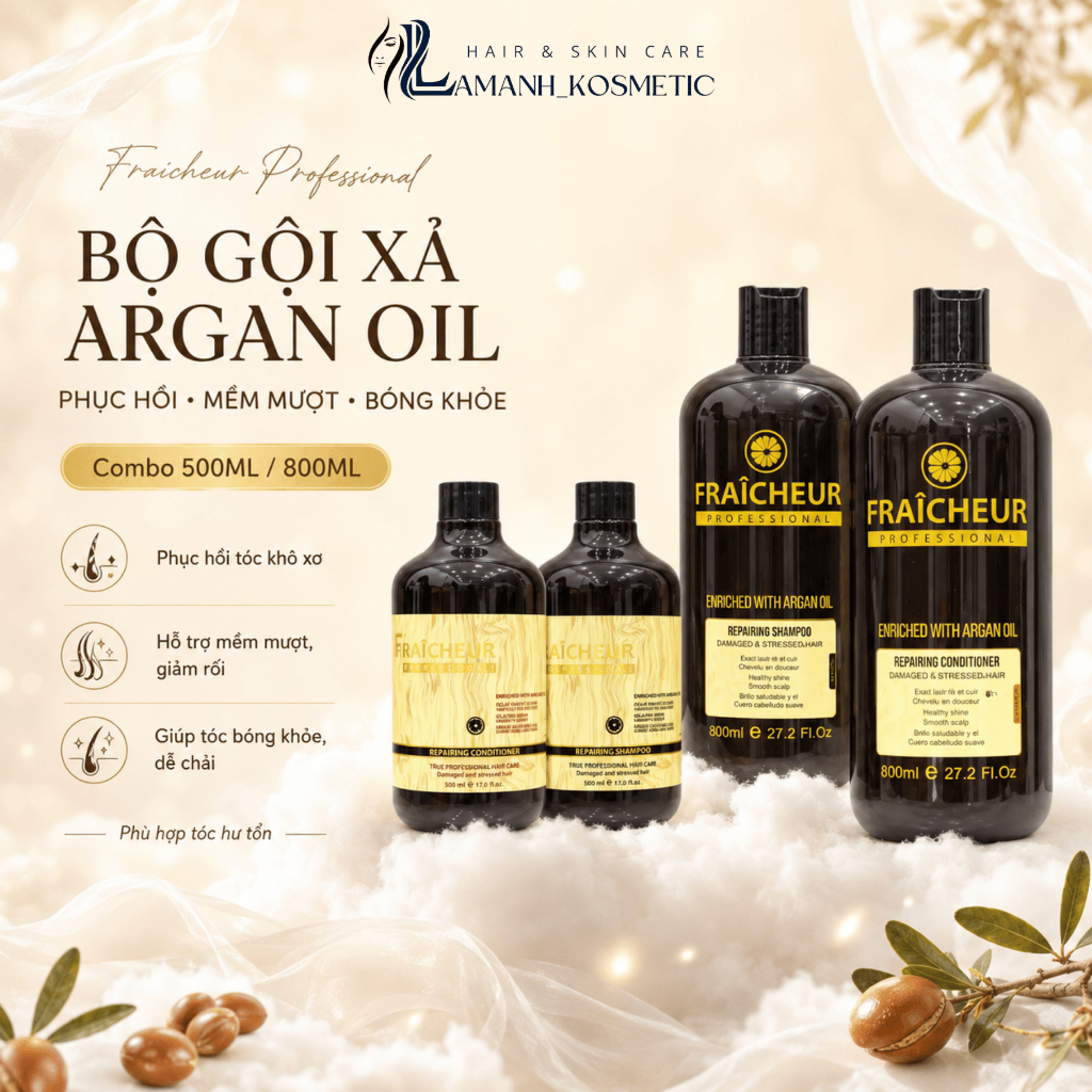 Cặp Dầu Gội Xả Fraicheur 500ml/800ml | Dưỡng Tóc Mềm Mượt, Hỗ Trợ Phục Hồi Tóc Khô Xơ.