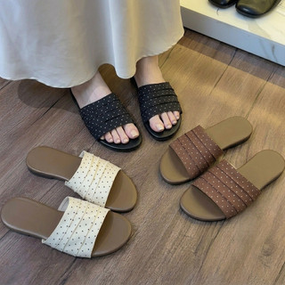 [CHÂN MẬP TĂNG 1 SIZE] Dép Lê Nữ Quai Vải Họa Tiết Chấm Bi Xinh Xắn, Đế Êm Chống Trơn Trượt L166