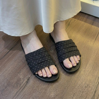 [CHÂN MẬP TĂNG 1 SIZE] Dép Lê Nữ Quai Vải Họa Tiết Chấm Bi Xinh Xắn, Đế Êm Chống Trơn Trượt L166