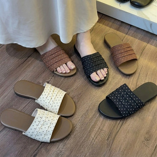 [CHÂN MẬP TĂNG 1 SIZE] Dép Lê Nữ Quai Vải Họa Tiết Chấm Bi Xinh Xắn, Đế Êm Chống Trơn Trượt L166