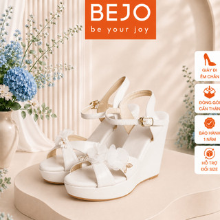 Giày Cao Gót Nữ Cao Cấp BEJO W06.03 Trắng Đính Hoa Voan Lụa Cao Cấp - Giày Cưới Cô Dâu Đi Êm Chân