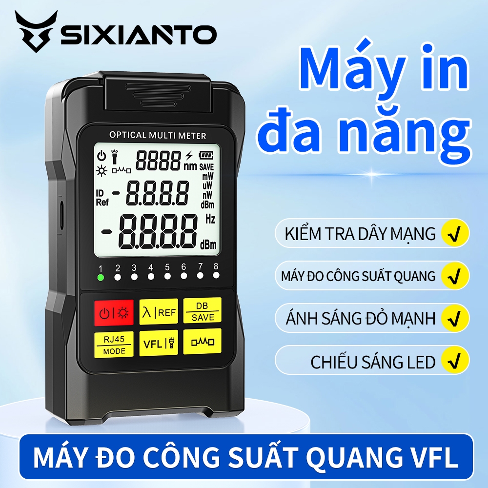 Máy Đo Công Suất Quang Đa Năng SIXIANTO VFL - Bút Soi Quang Red Light + OPM Mini Kiểm Tra Cáp Quang FTTH