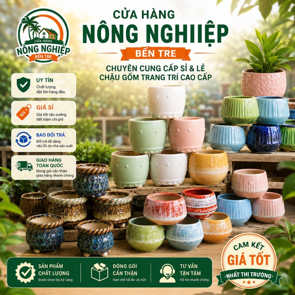 (Giá Sỉ ) Chậu Gốm Bát Tràng Mini Trồng Sen Đá, Xương Rồng - Chậu Decor Để Bàn Handmade Cao Cấp