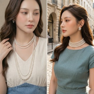 [NgocDaisy] N374 dây chuyền hạt trai 2 sợi dài có khoá tạo được nhiều kiểu dáng xinh xắn cho nữ 130cm