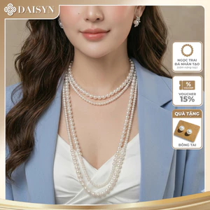 N374 dây chuyền hạt trai 2 sợi dài có khoá tạo được nhiều kiểu dáng xinh xắn cho nữ 130cm