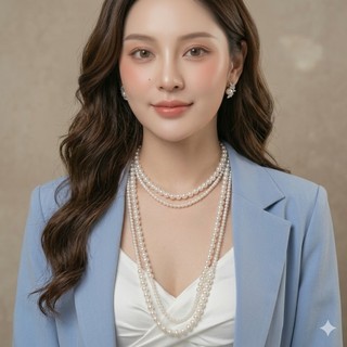[NgocDaisy] N374 dây chuyền hạt trai 2 sợi dài có khoá tạo được nhiều kiểu dáng xinh xắn cho nữ 130cm