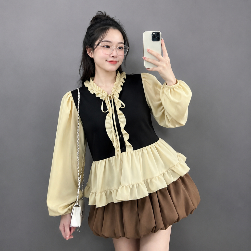 Set Bigsize Nữ Áo Nỉ Tăm Nhún Eo Cột Nơ Mix Chân Váy Bí Lưng Thun – Gọn Dáng Thoải Mái (A336+CV413)