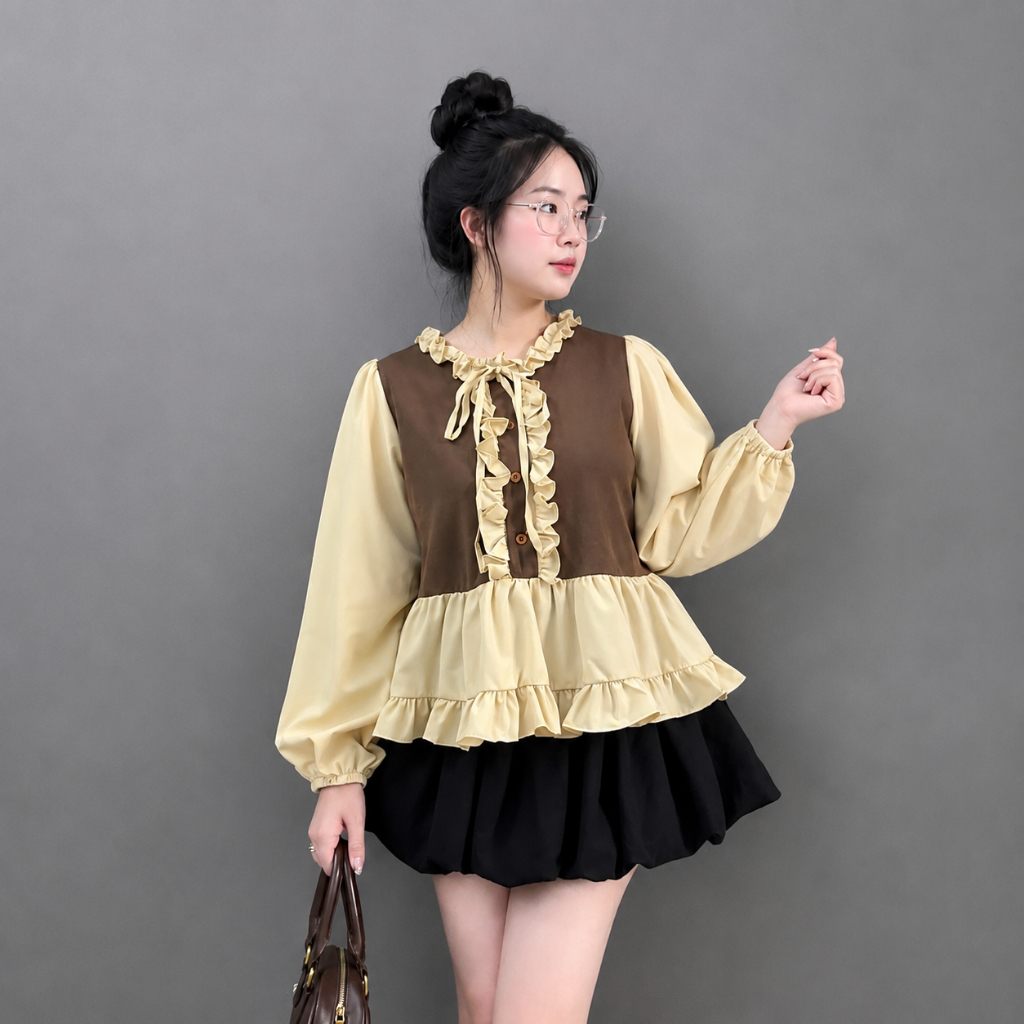 Set Bigsize Nữ Áo Nỉ Tăm Nhún Eo Cột Nơ Mix Chân Váy Bí Lưng Thun – Gọn Dáng Thoải Mái (A336+CV413)