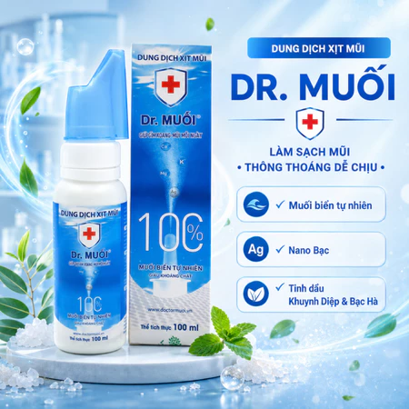 Dung Dịch Xịt Mũi Dr. Muối 100ml Nano Bạc Muối Biển Khuynh Diệp Bạc Hà Làm Sạch Khoang Mũi, Vệ Sinh