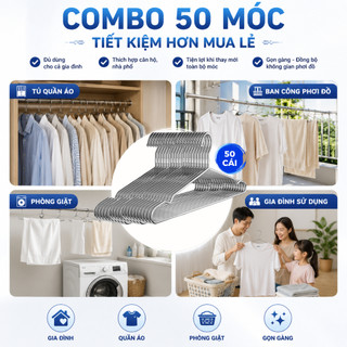 [ Hỏa tốc - Loại tốt ] Combo 50 Móc Inox 304 Treo Quần Áo, Móc Inox dày 2mm, Chống Gỉ, Siêu Bền Lâu Dài