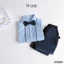 Set sơ mi công tử xếp ly 3 chi tiết Bernie: Áo sơ mi, Nơ, Quần short cho bé 9-21kg