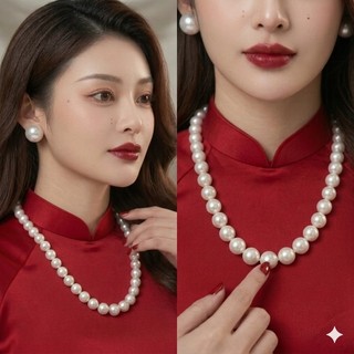 [ DAISYN ] N659 vòng cổ áo bà ba, dây chuyền áo tấc 1 sợi ngọc trai nhân tạo 12mm sang trọng