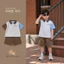 Bộ cotton cổ đức tay phối bé trai phối quần kaki, bộ thun cotton cổ đức bé trai Bernie