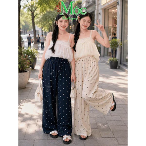 Set công sở, Set thiết kế áo bí bồng 2s bông nhí phối Ren Bèo xếp ly xinh xắn phối quần suông có túi