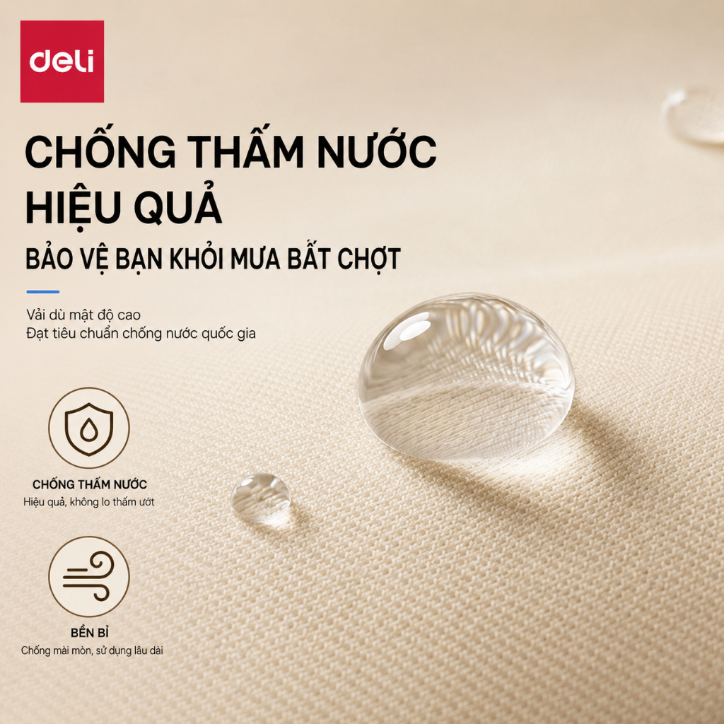 Ô Dù Che Mưa Nắng Tự Động Thế Hệ Mới Deli Cao Cấp - Chống Tia UV, SPF 50+, Nhỏ Gọn, Tiện Lợi Đi Học Đi Làm