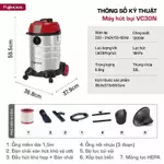 Máy hút bụi khô & ướt Fujihome VC30N dung tích lớn, lực hút 18KPa, thùng chứa 30 lít, thổi tiện lợi — ảnh 2