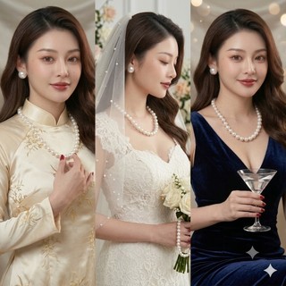 [ DAISYN ] N659 vòng cổ áo bà ba, dây chuyền áo tấc 1 sợi ngọc trai nhân tạo 12mm sang trọng