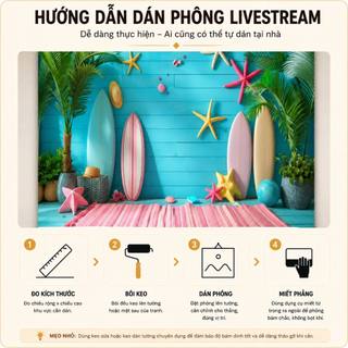 Phông nền biển xanh mây trời TS decor, background chụp ảnh, livestream decor quán cafe studio cao cấp