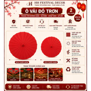 Ô Vải Đỏ trơn Trang Trí kích thước 56-82cm trang trí ngoài trời trong nhà Sự Kiện, Lễ hội, biểu diễn
