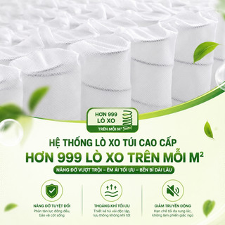 Nệm Lò Xo Độc Lập KADE 22cm Cao Cấp - Đệm Lò Xo Túi Nâng Đỡ Cột Sống, Thoáng Khí, Bảo Hành 10 Năm
