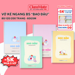 Vở Kẻ Ngang Classmate Bao Đậu B5 80/120/200 Trang Dán Gáy, Bìa Vàng Bảo Vệ Mắt Khi Viết, Ghi Chép Dễ Dàng