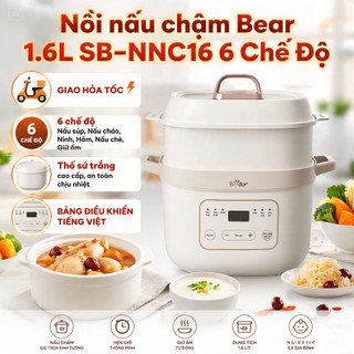 HỎA TỐC | Nồi nấu chậm 1.6L Bear SB-NNC16, 6 chức năng nấu, hẹn giờ tiện lợi, giữ trọn dinh dưỡng.