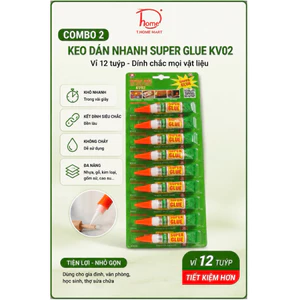 Keo Dán Nhanh Super Glue KV02 Vỉ 12 Tuýp - Keo 502 Siêu Dính Đa Năng, Khô Nhanh
