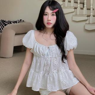 NAVIE X KURV (CÓ BIGSIZE ) - Áo babydoll thêu hoa MISTYY phối nơ thời trang nữ