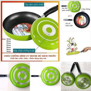 (Hàng Loại 1) (ComBo 2) Chảo size 26 tặng kèm size 20cm. Chảo Chống Dính CV House Hợp Kim Nhôm. (Ko dùng cho bếp từ)