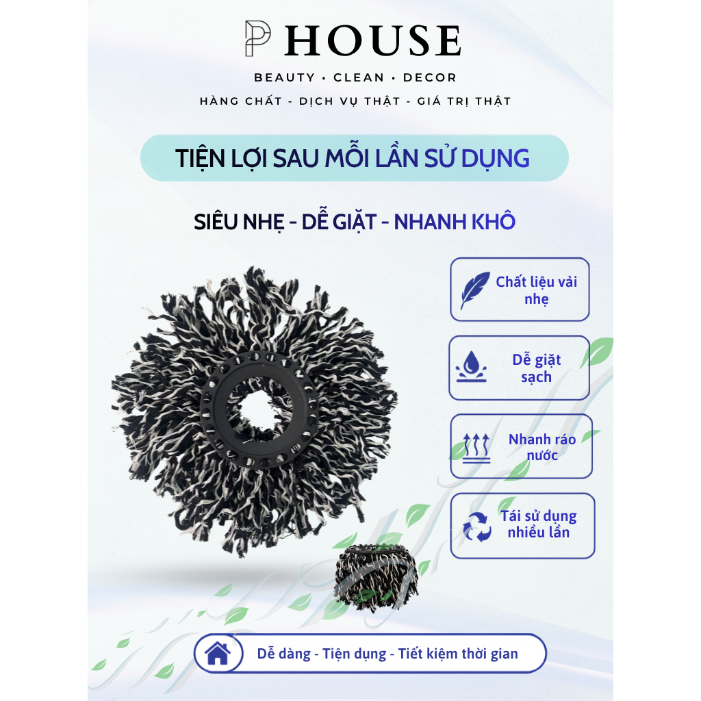 Bông Lau Nhà Sợi Cotton 100% - Siêu Thấm Hút - Siêu Nhẹ - Siêu Sạch - Siêu Tiết Kiệm