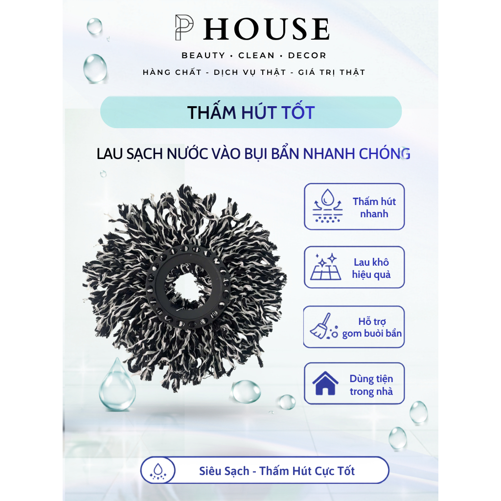Bông Lau Nhà Sợi Cotton 100% - Siêu Thấm Hút - Siêu Nhẹ - Siêu Sạch - Siêu Tiết Kiệm