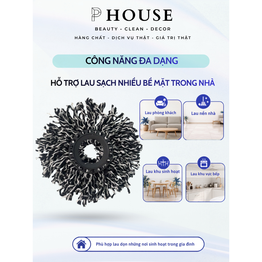 Bông Lau Nhà Sợi Cotton 100% - Siêu Thấm Hút - Siêu Nhẹ - Siêu Sạch - Siêu Tiết Kiệm