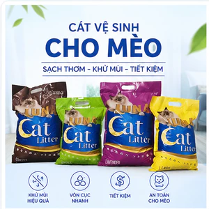 Cát Vệ Sinh Mèo LUNA 9L Vón Cục Siêu Nhanh - Khử Mùi Hiệu Quả-Ít Bụi-Hương Chanh,Cà Phê,Lavender,Táo