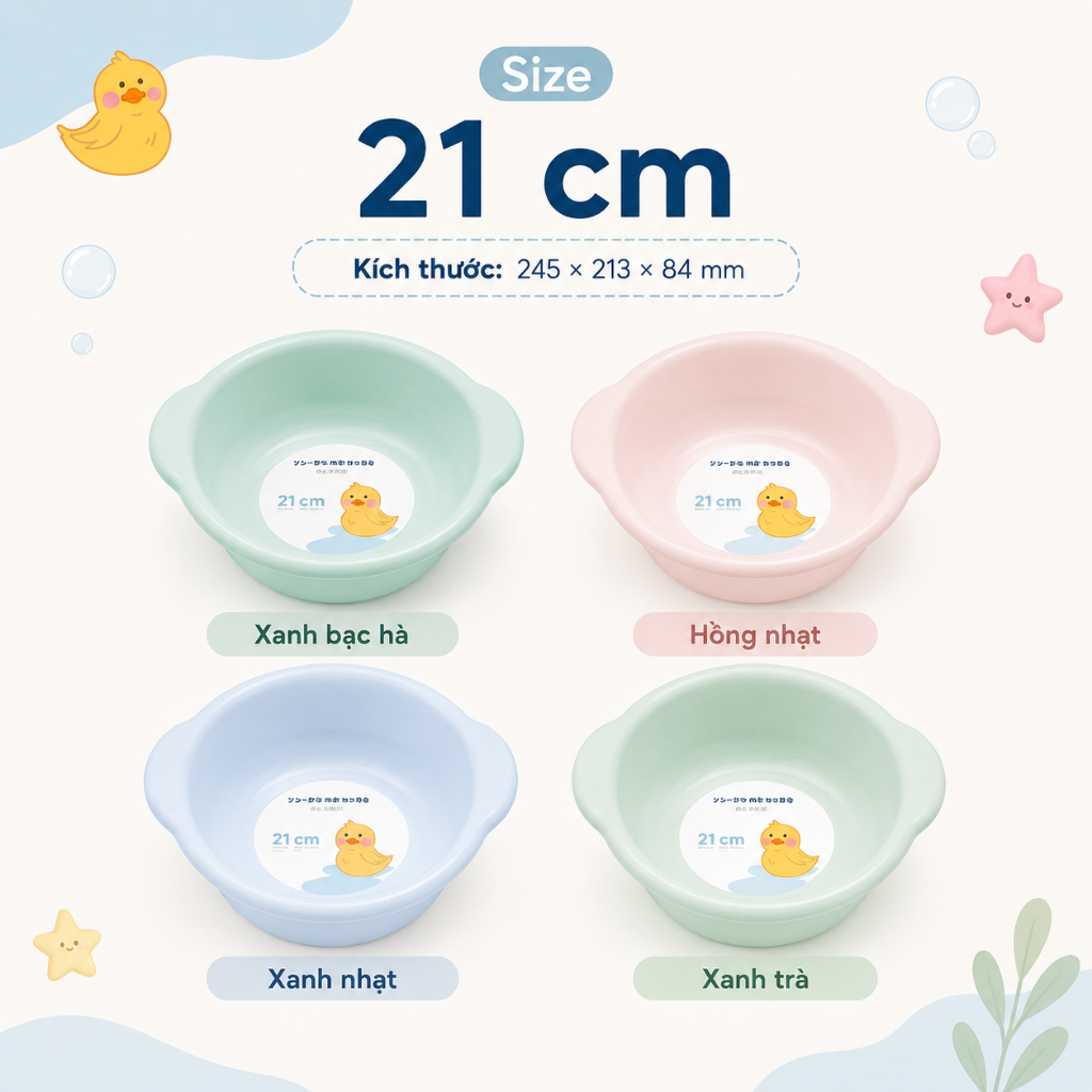 Thau rửa mặt - cho trê em nhựa nguyên sinh kháng khuẩn Ag+ cao cấp Notoro inochi 21/27/32 cm TRM01