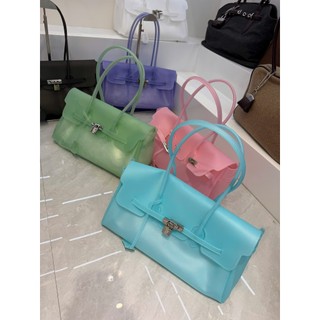 Jelly bag size 34x19 M1, Túi xách nhựa trong kích thước chữ nhật dài, túi đeo vai 3 màu TCHOOSE