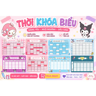 Set 2 thời khóa biểu cho cấp 1, cấp 2, cấp 3 đủ mẫu cute cho bé trai và bé gái 2026