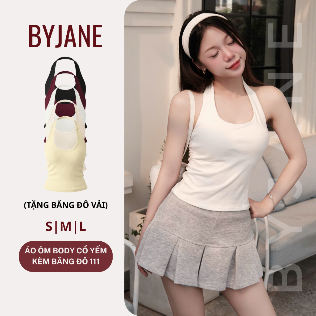 (TẶNG BĂNG ĐÔ)(Từ 39-62kg) Áo cổ Yếm Ôm Body Quyến Rũ Năng Động Nhiều màu -BYJANE-111