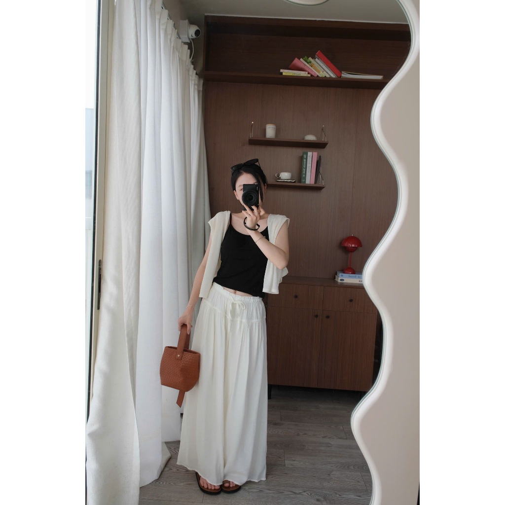 (HÀNG QC SẴN) Quần đũi tơ kem 2 lớp cạp chun dây rút Nữ the.sweaterweather