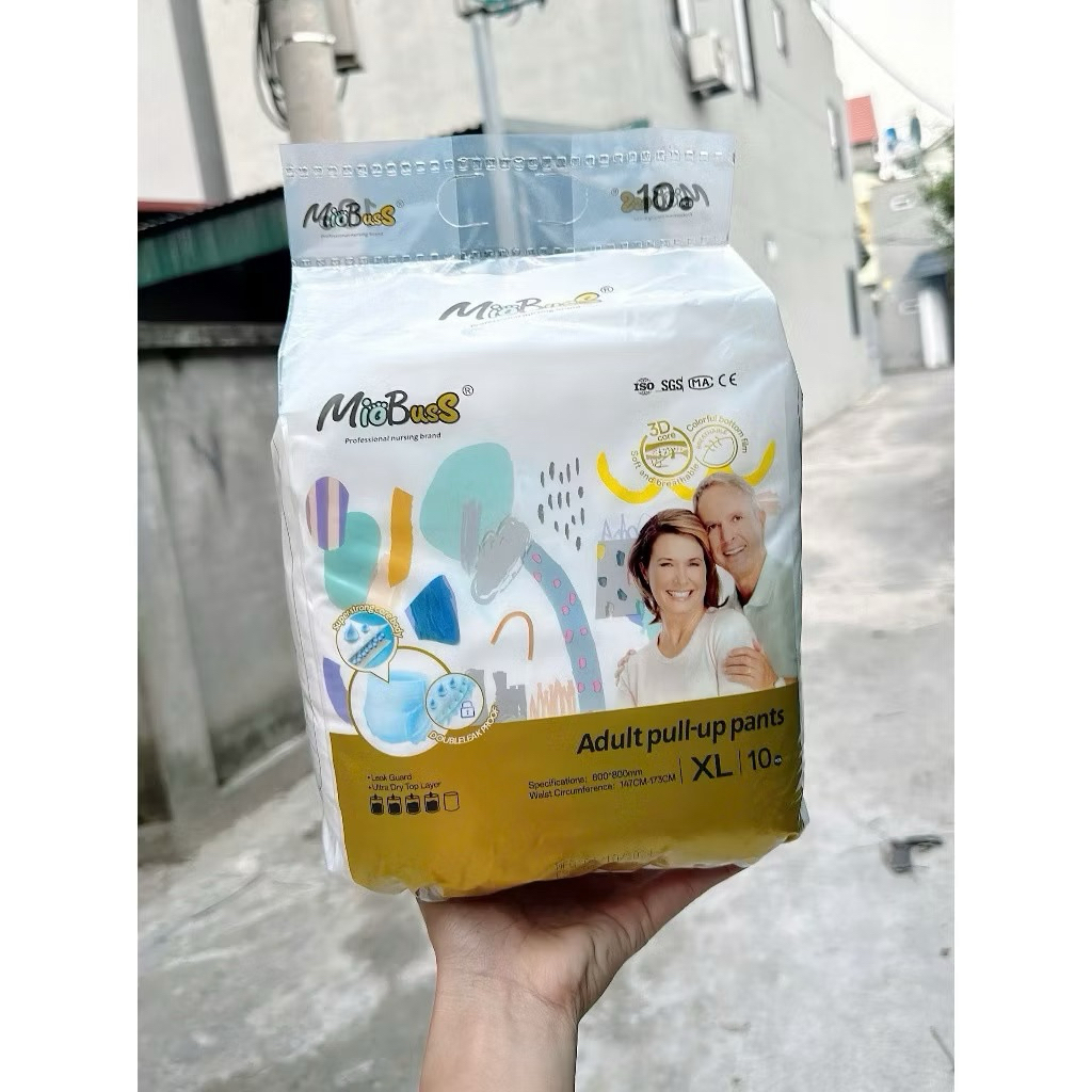 Combo 100 miếng  bỉm quần người già Miobuss đủ size M/L/XL cho người 35-80kg, thấm hút tốt