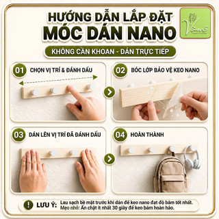 ( PREMIUM CAO CẤP ) Móc Gỗ CHỐT HỢP KIM - Dán Keo 2 Mặt Nano Không Khoan Đục Vòm Decor –Treo Quần Áo, Túi Xách, Mũ Nón,.
