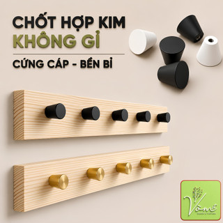 ( PREMIUM CAO CẤP ) Móc Gỗ CHỐT HỢP KIM - Dán Keo 2 Mặt Nano Không Khoan Đục Vòm Decor –Treo Quần Áo, Túi Xách, Mũ Nón,.