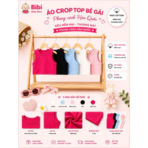 Áo Croptop Bé Gái Cotton 100% Mềm Mại Thoáng Mát Áo Ba Lỗ Trẻ Em Phong Cách Hàn Quốc 8 - 26 KG