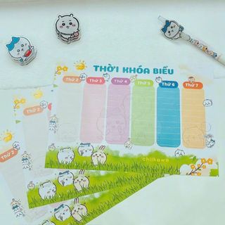 LEAFBOOK  Set 3 Tờ Thời Khóa Biểu Hoạt Hình Dễ Thương, Ghi Chép Tiện Lợi – Conan, Doraemon, Miffy, Chiikawa, Zootopia