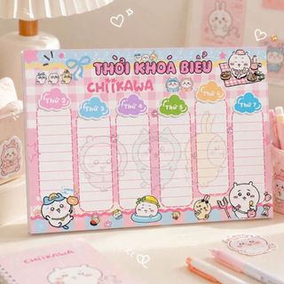 LEAFBOOK  Set 3 Tờ Thời Khóa Biểu Hoạt Hình Dễ Thương, Ghi Chép Tiện Lợi – Conan, Doraemon, Miffy, Chiikawa, Zootopia
