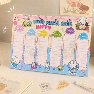 LEAFBOOK  Set 3 Tờ Thời Khóa Biểu Hoạt Hình Dễ Thương, Ghi Chép Tiện Lợi – Conan, Doraemon, Miffy, Chiikawa, Zootopia